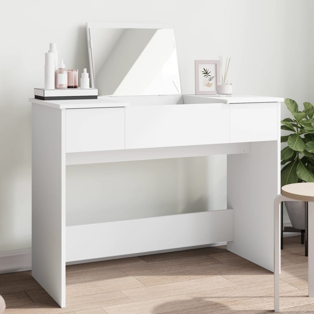 vidaXL Dressing Table with Mirror White 100x45x76 cm