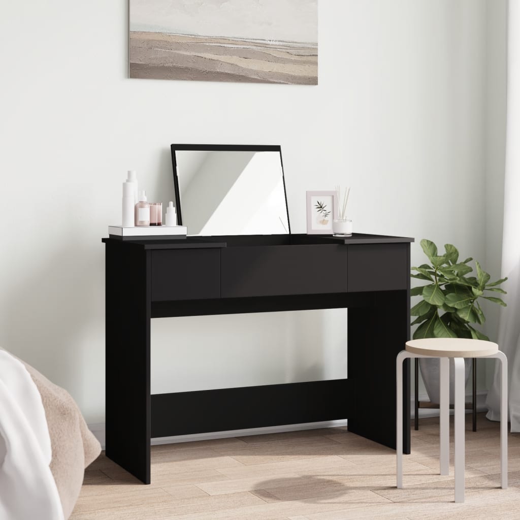 vidaXL Dressing Table with Mirror Black 100x45x76 cm