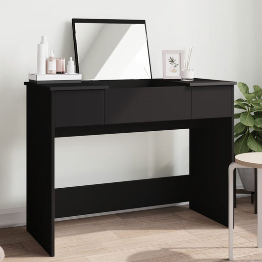 vidaXL Dressing Table with Mirror Black 100x45x76 cm