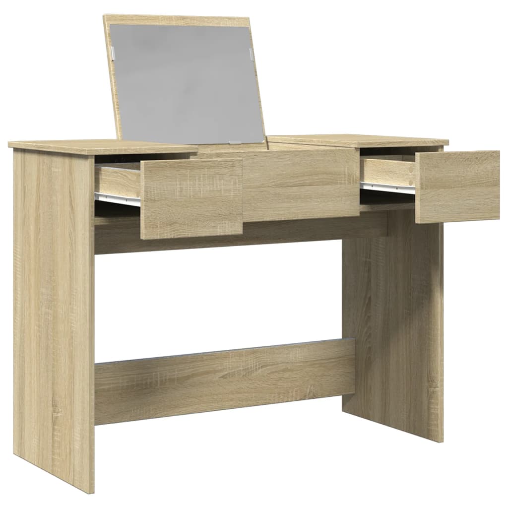 vidaXL Dressing Table with Mirror Sonoma Oak 100x45x76 cm