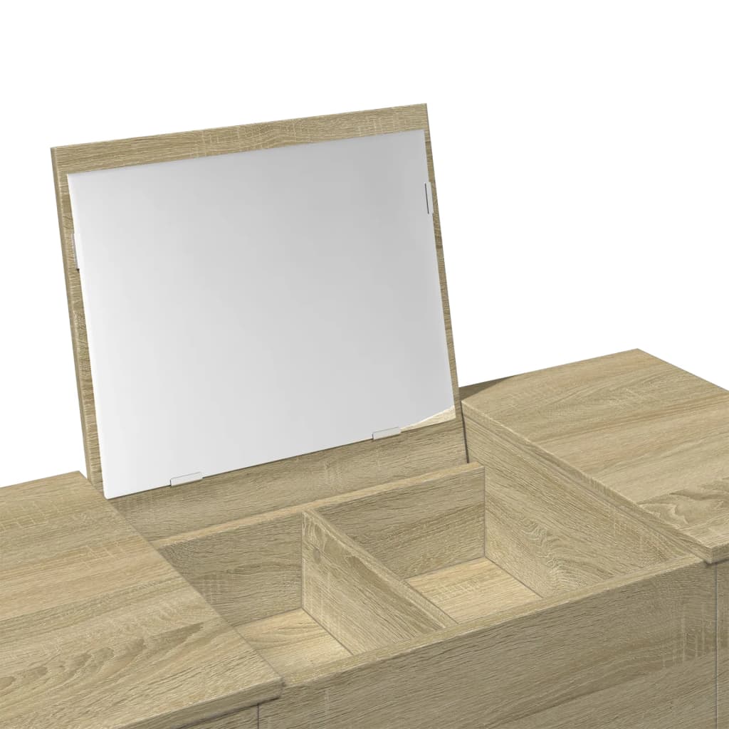 vidaXL Dressing Table with Mirror Sonoma Oak 100x45x76 cm