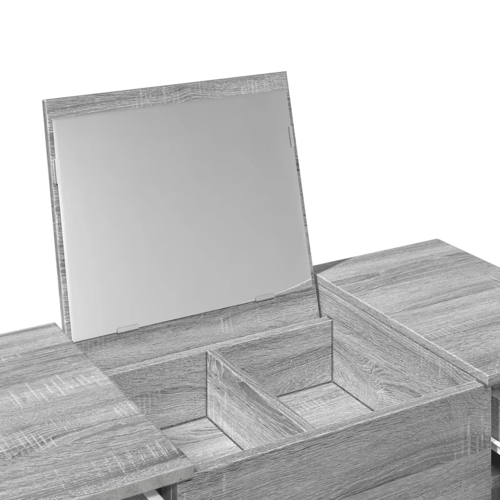 vidaXL Dressing Table with Mirror Grey Sonoma 100x45x76 cm