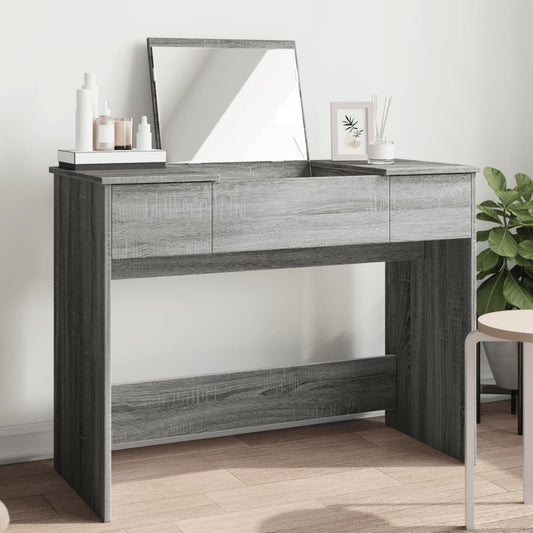 vidaXL Dressing Table with Mirror Grey Sonoma 100x45x76 cm