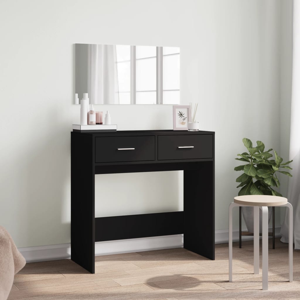 vidaXL Dressing Table with Mirror Black 80x39x80 cm