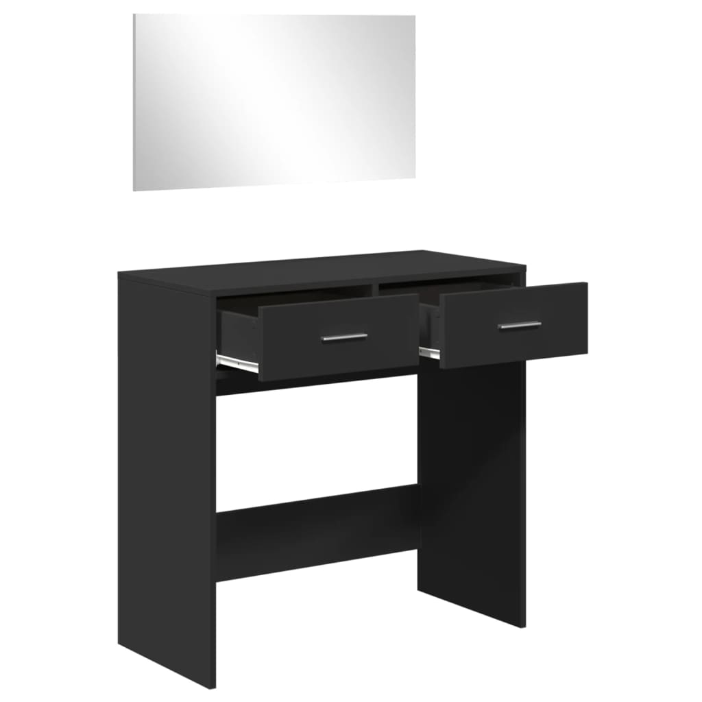 vidaXL Dressing Table with Mirror Black 80x39x80 cm