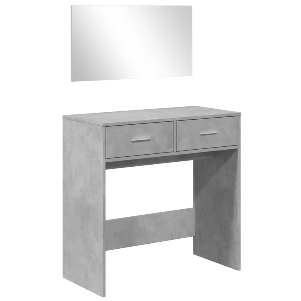 vidaXL Dressing Table with Mirror Concrete Grey 80x39x80 cm