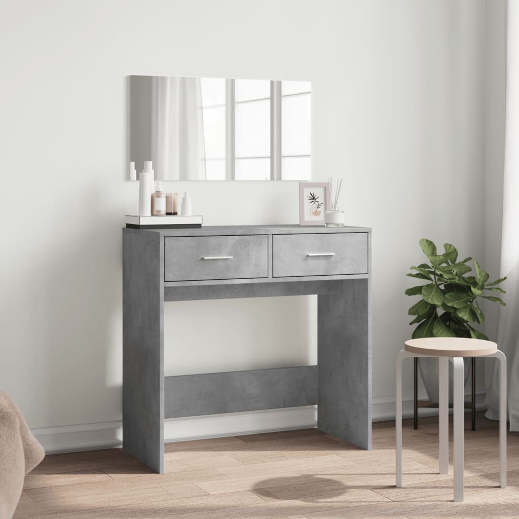 vidaXL Dressing Table with Mirror Concrete Grey 80x39x80 cm