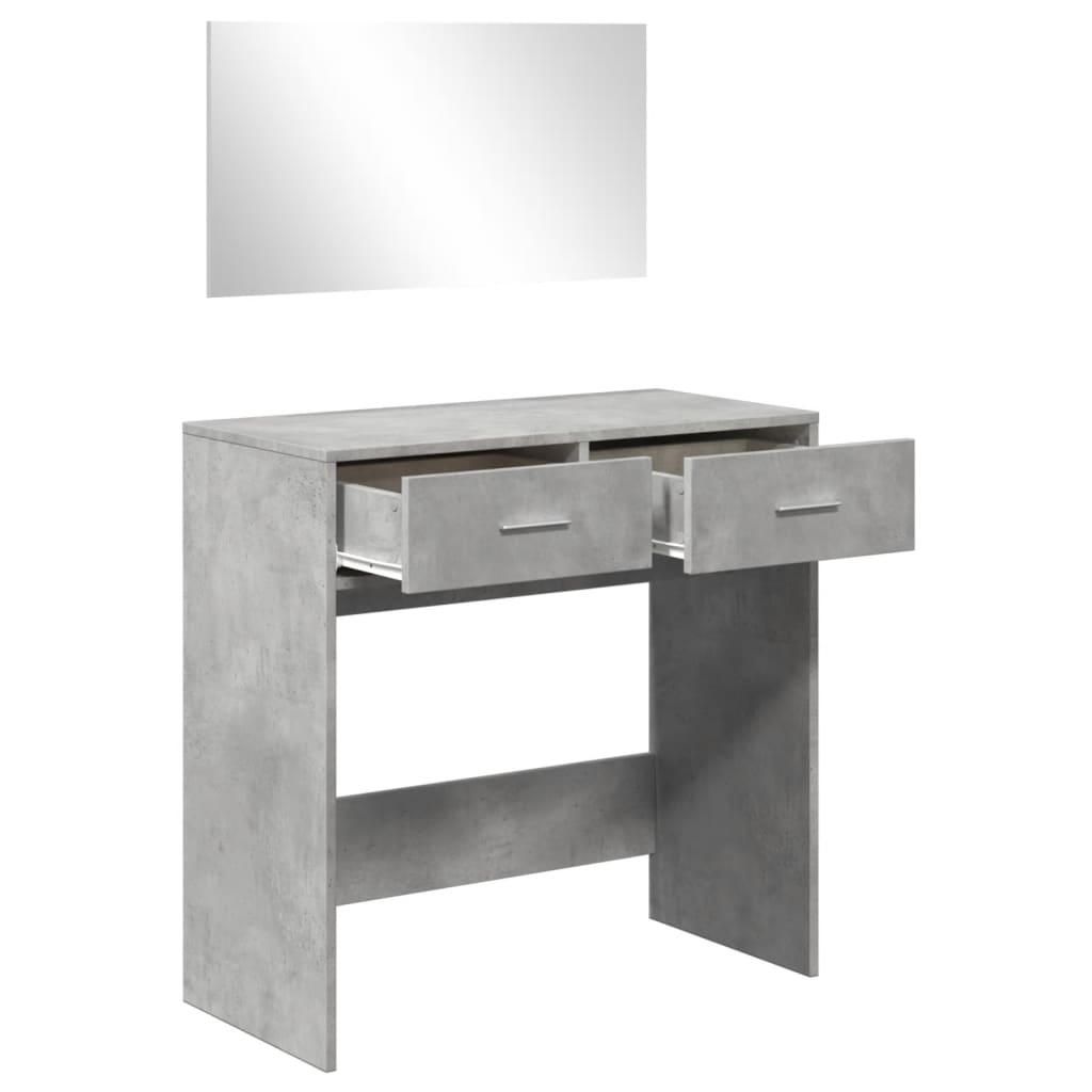 vidaXL Dressing Table with Mirror Concrete Grey 80x39x80 cm