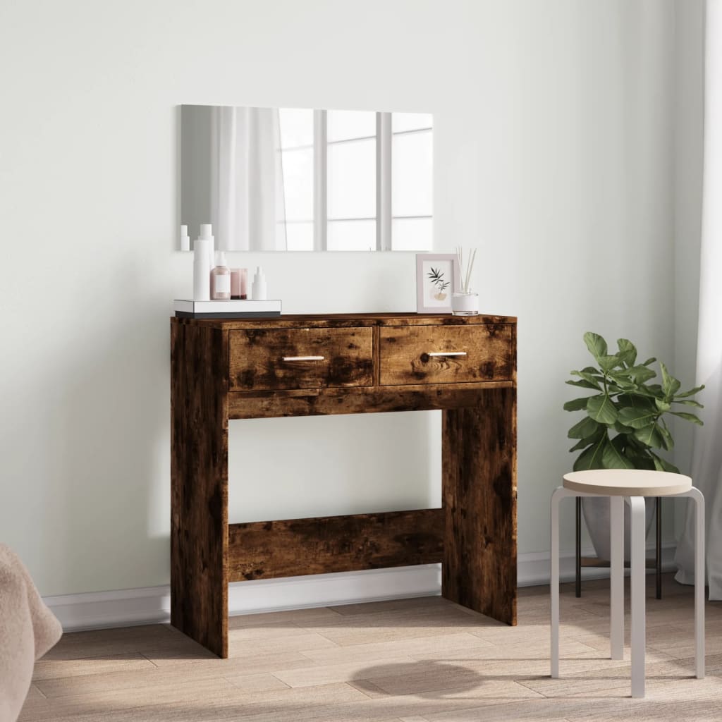 vidaXL Dressing Table with Mirror Smoked Oak 80x39x80 cm