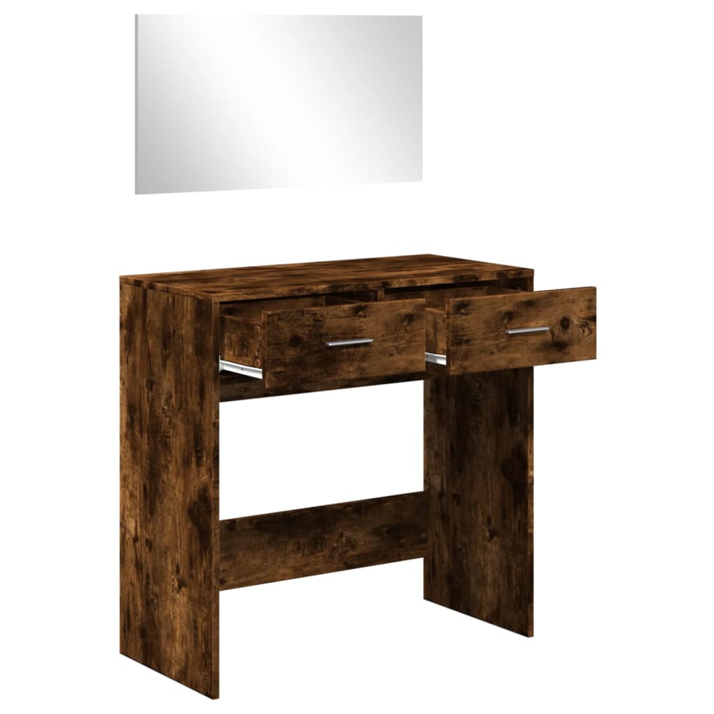 vidaXL Dressing Table with Mirror Smoked Oak 80x39x80 cm