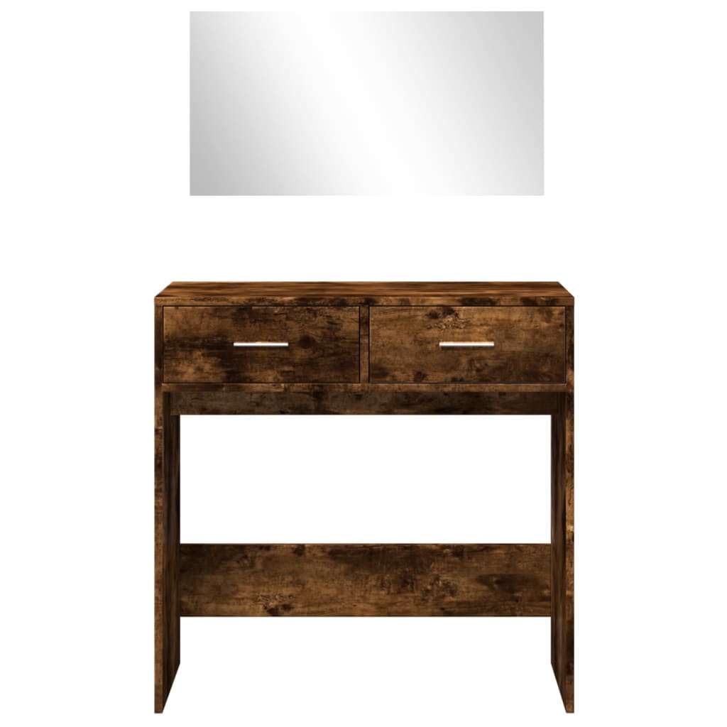 vidaXL Dressing Table with Mirror Smoked Oak 80x39x80 cm