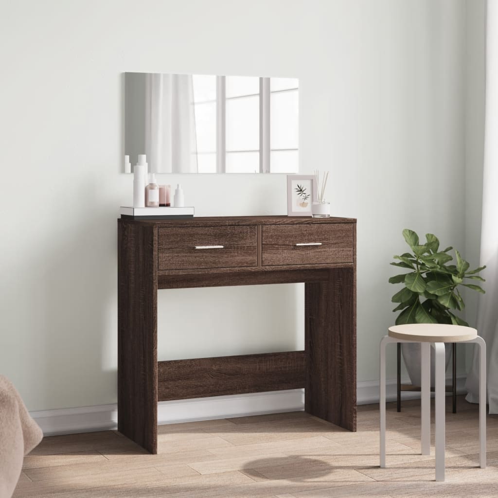 vidaXL Dressing Table with Mirror Brown Oak 80x39x80 cm