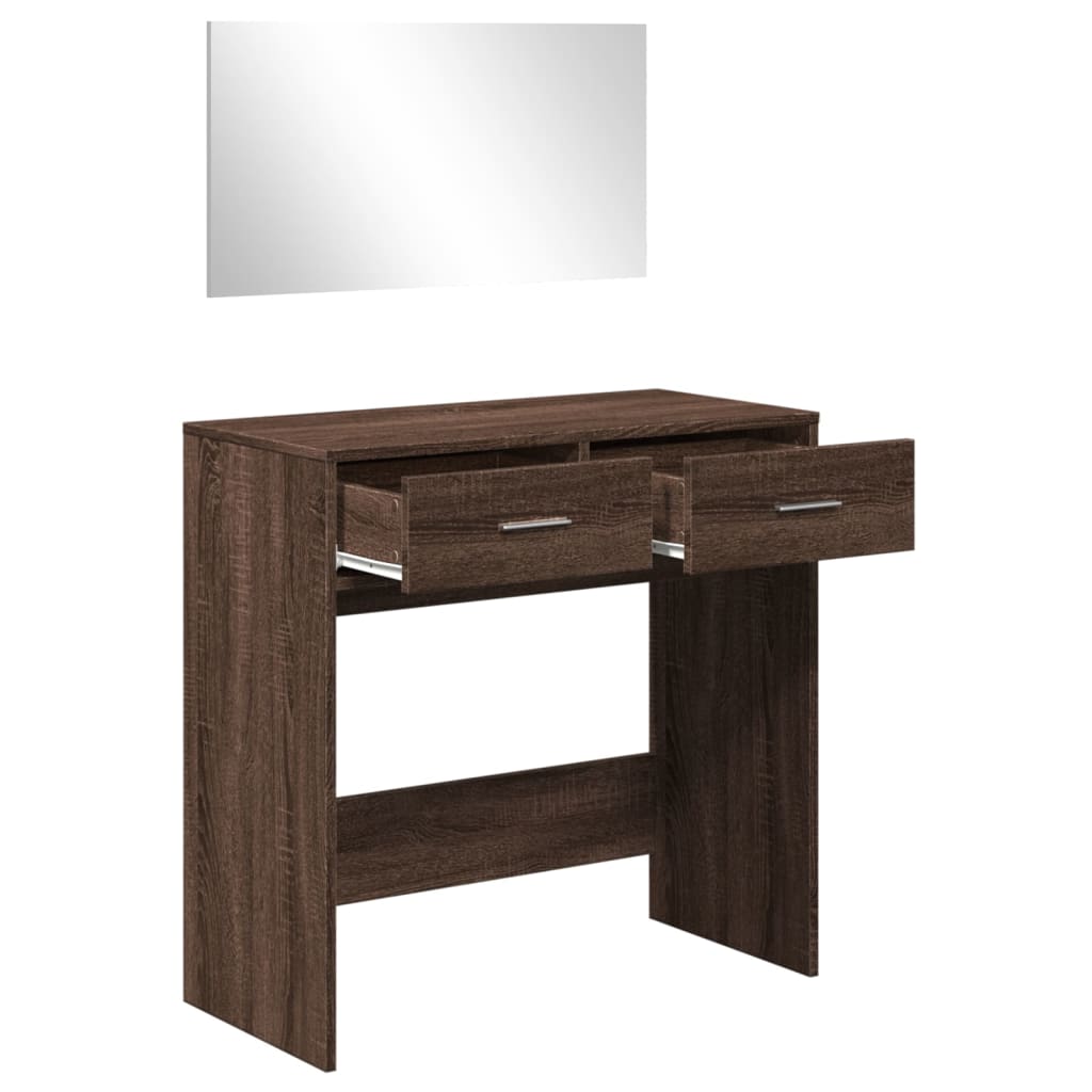 vidaXL Dressing Table with Mirror Brown Oak 80x39x80 cm