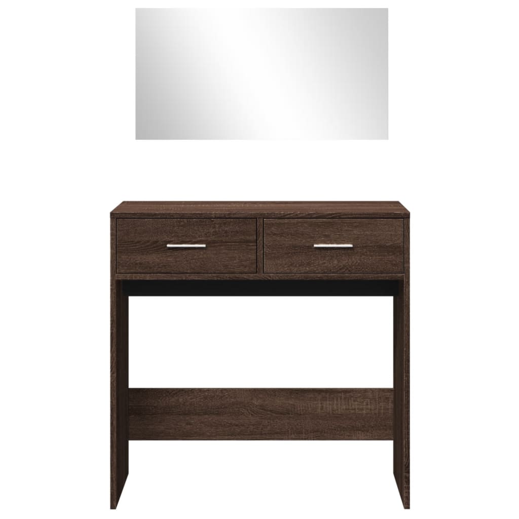 vidaXL Dressing Table with Mirror Brown Oak 80x39x80 cm