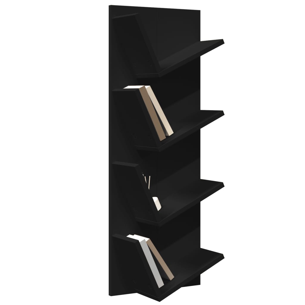 vidaXL Wall Bookshelf 4-Tier Black 33x16x90 cm