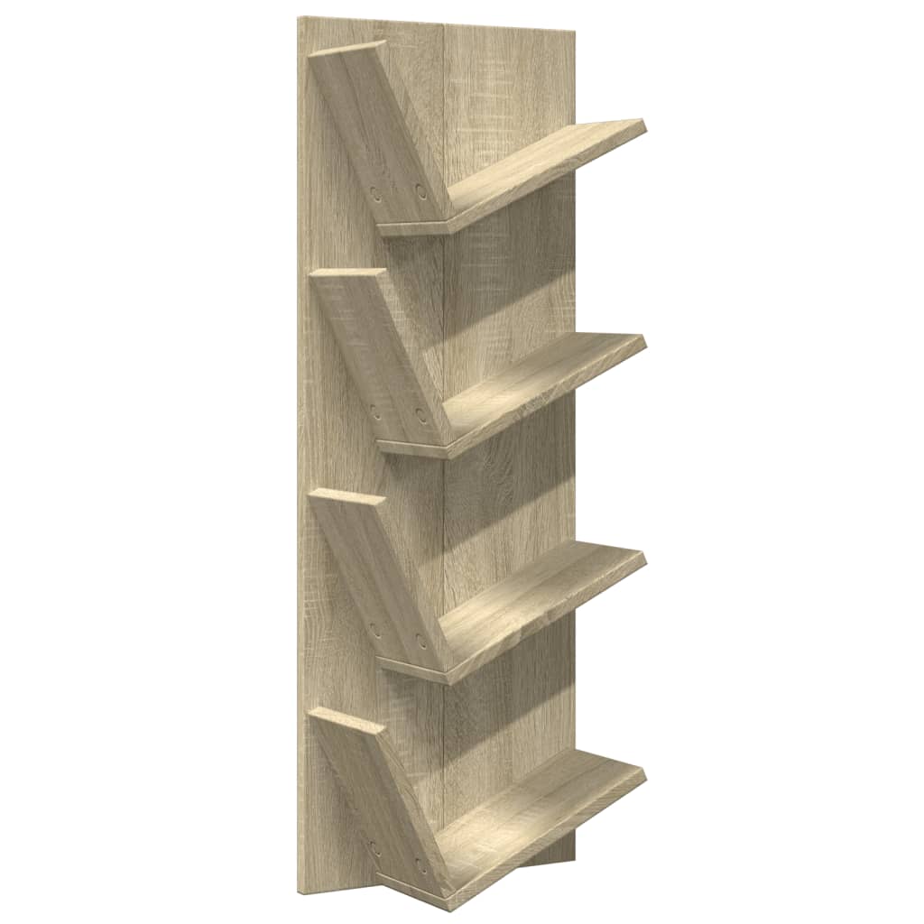 vidaXL Wall Bookshelf 4-Tier Sonoma Oak 33x16x90 cm