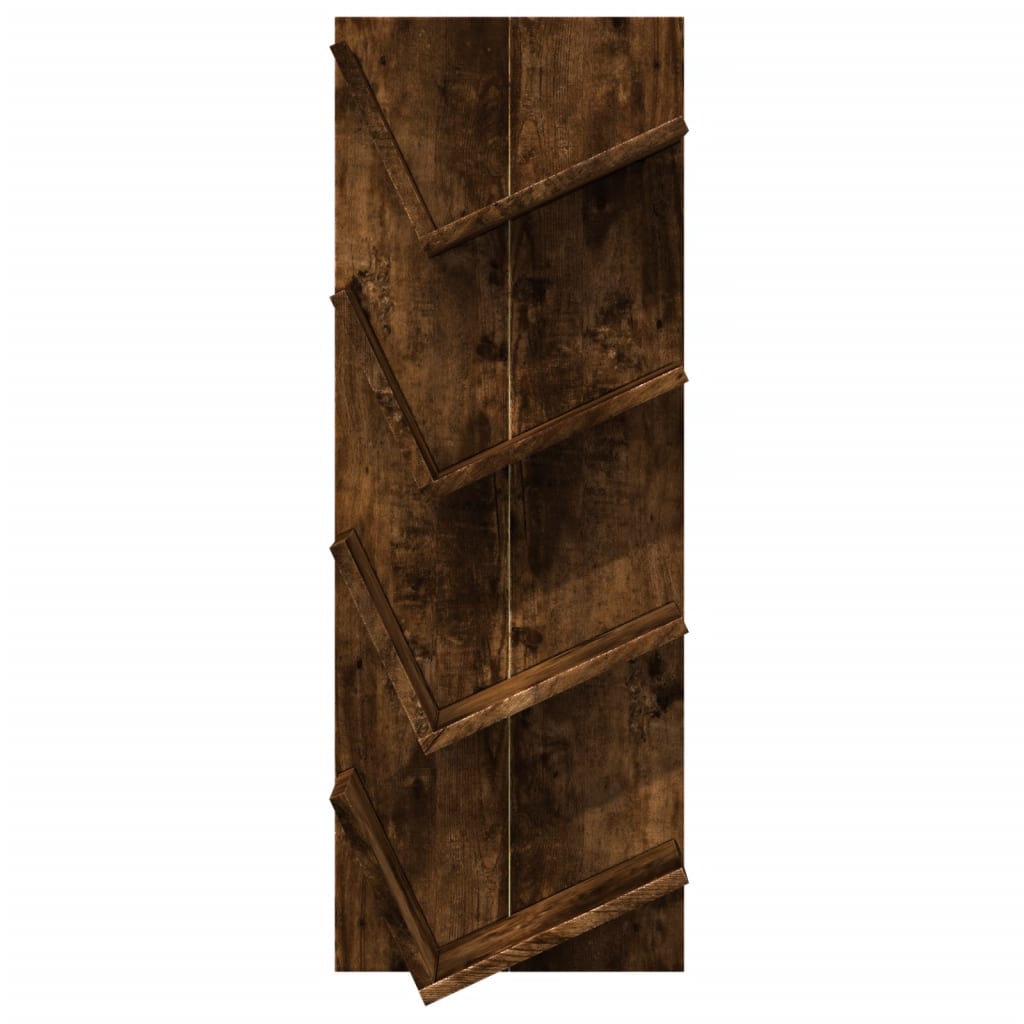 vidaXL Wall Bookshelf 4-Tier Smoked Oak 33x16x90 cm