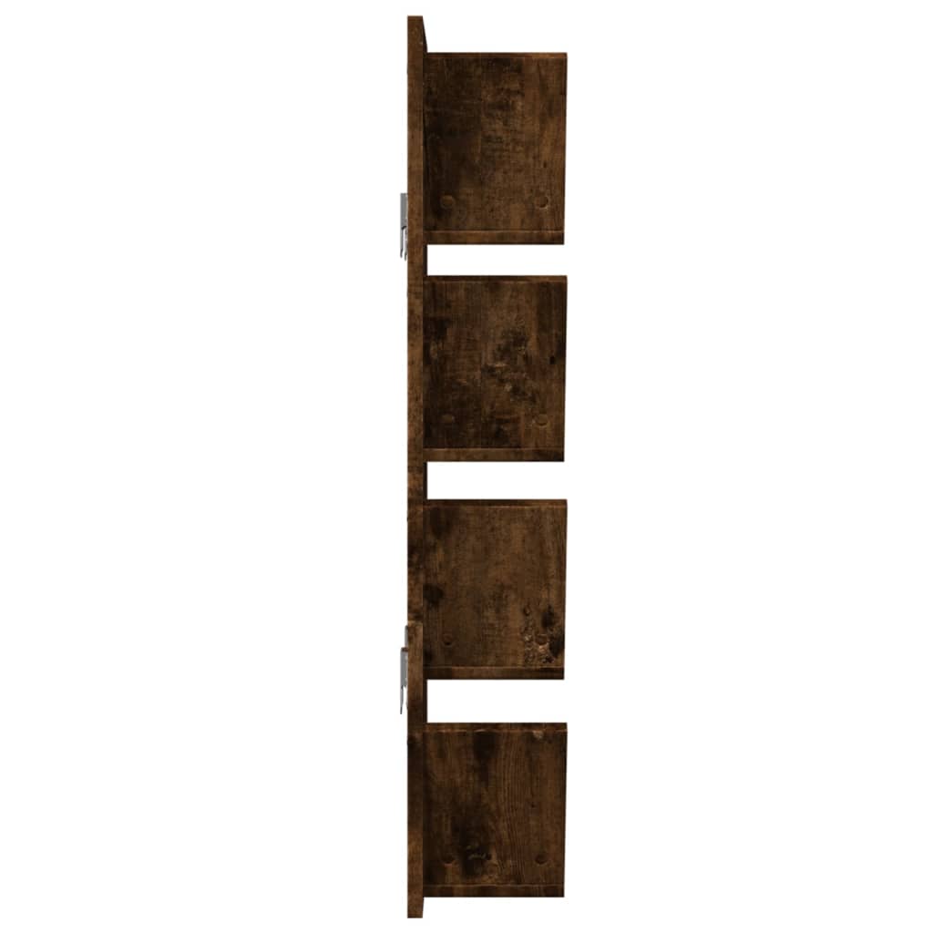 vidaXL Wall Bookshelf 4-Tier Smoked Oak 33x16x90 cm