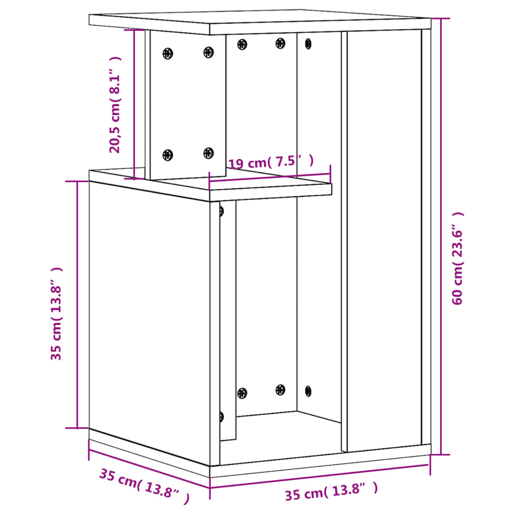 Side Table Black 35x35x60 cm Engineered Wood
