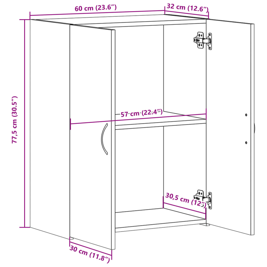 File Cabinet Smoked Oak 60x32x77,5 cm Engineered Wood