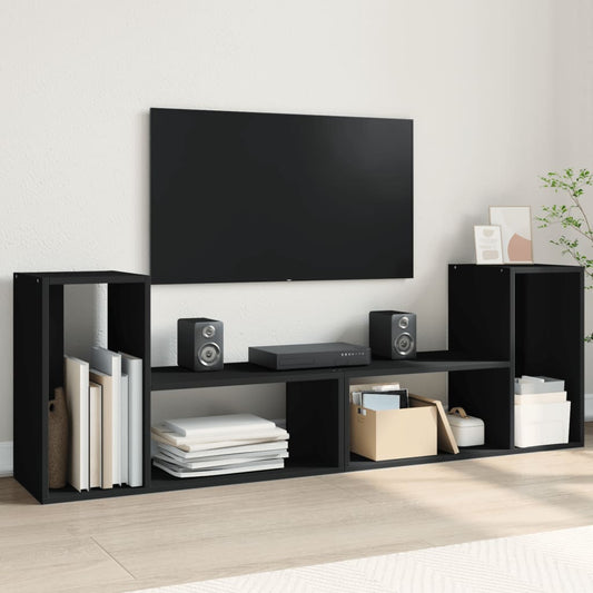 vidaXL TV Cabinets 2 pcs Black 75x30x50 cm Engineered Wood