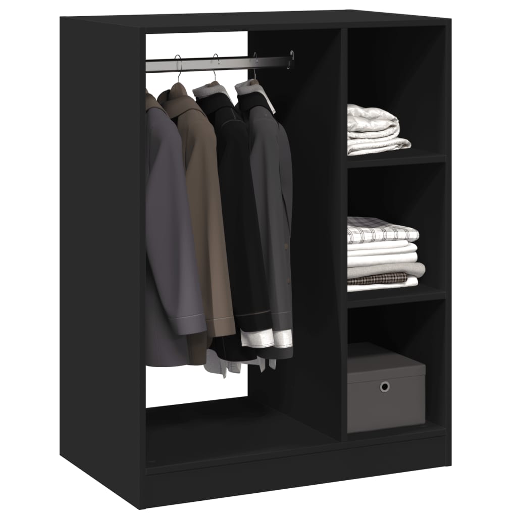 vidaXL Wardrobe Black 77x48x102 cm Engineered Wood