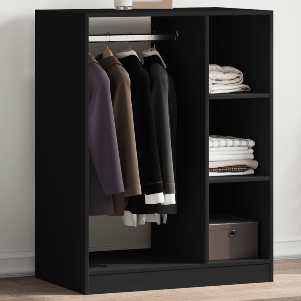 vidaXL Wardrobe Black 77x48x102 cm Engineered Wood