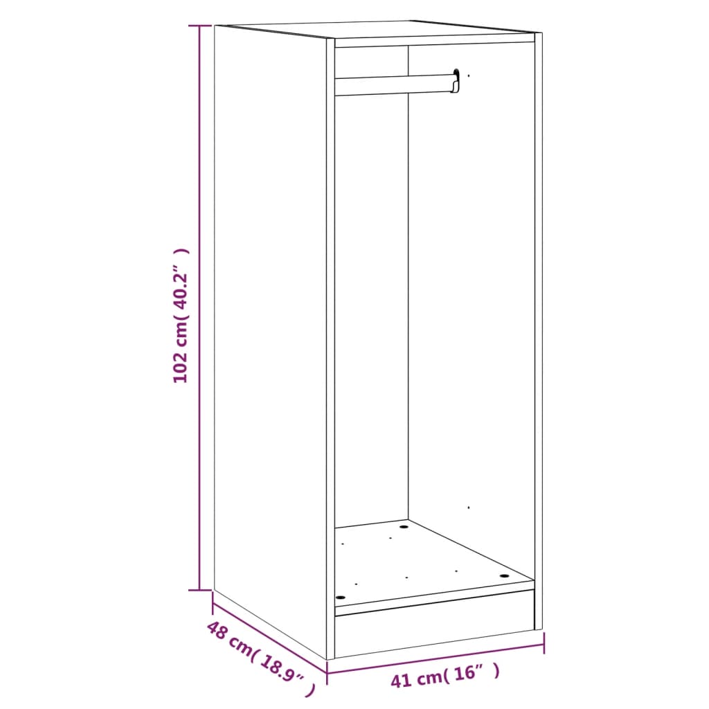 vidaXL Wardrobe Black 48x41x102 cm Engineered Wood