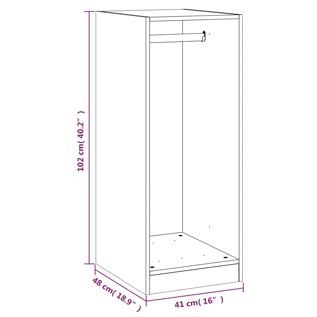 vidaXL Wardrobe Smoked Oak 48x41x102 cm Engineered Wood