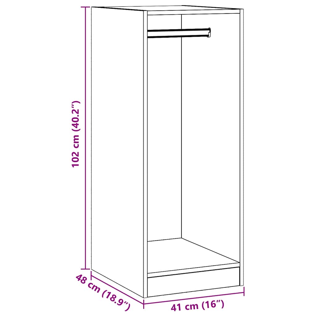 Wardrobe Grey Sonoma 48x41x102 cm Engineered Wood