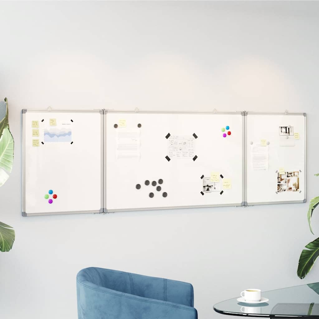 Magnetic Whiteboard Foldable 160x50x1.7 cm Aluminium