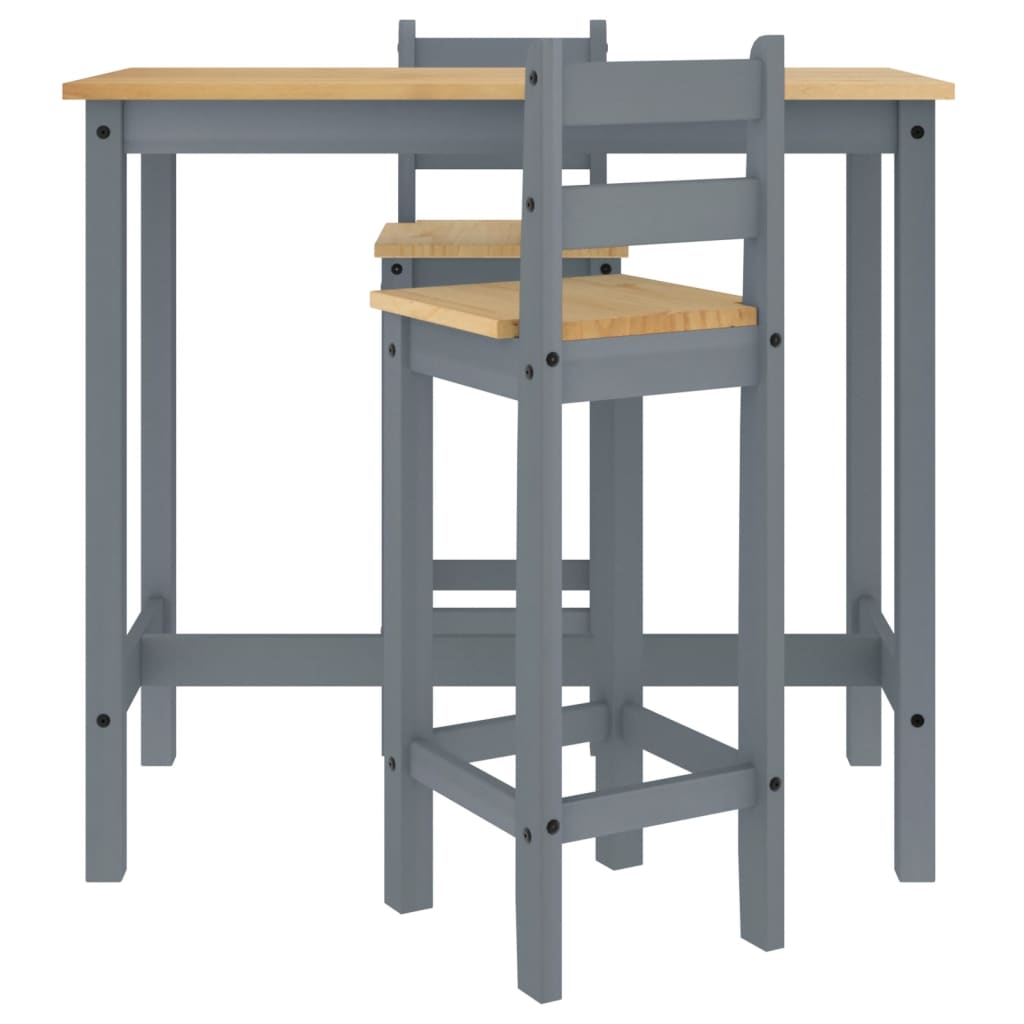 vidaXL 3 Piece Bar Set Grey Solid Wood Pine