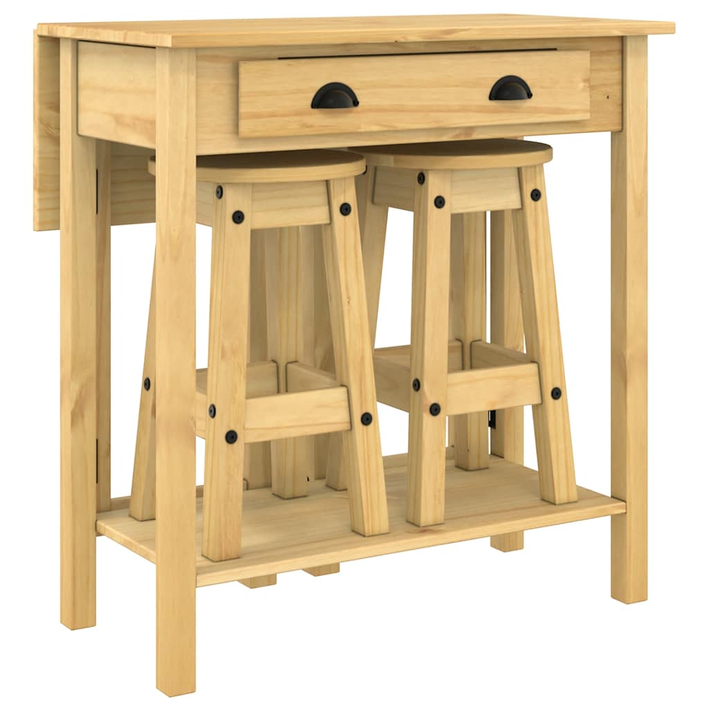 3 Piece Bar Set Solid Wood Pine