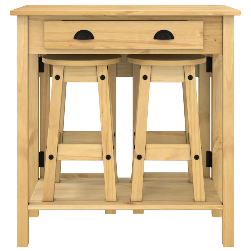 3 Piece Bar Set Solid Wood Pine