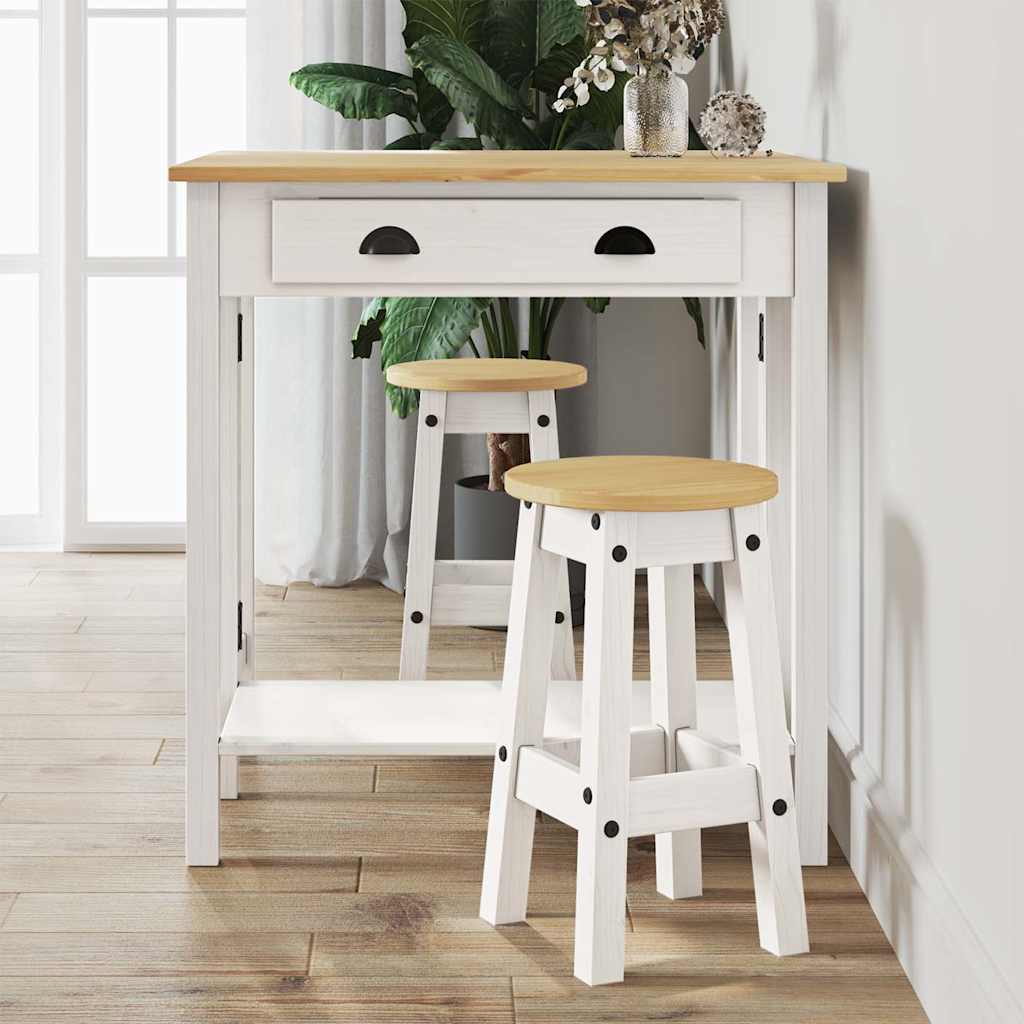 3 Piece Bar Set White Solid Wood Pine
