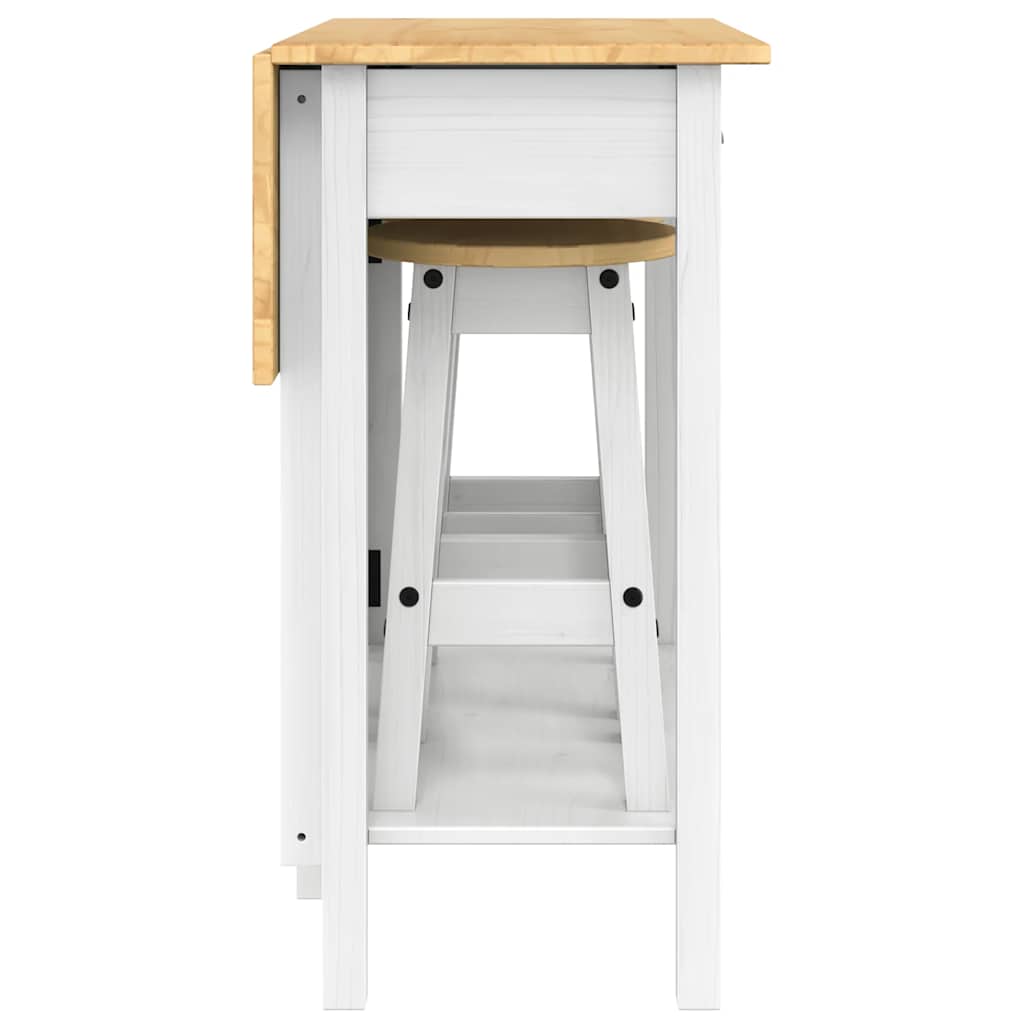 3 Piece Bar Set White Solid Wood Pine