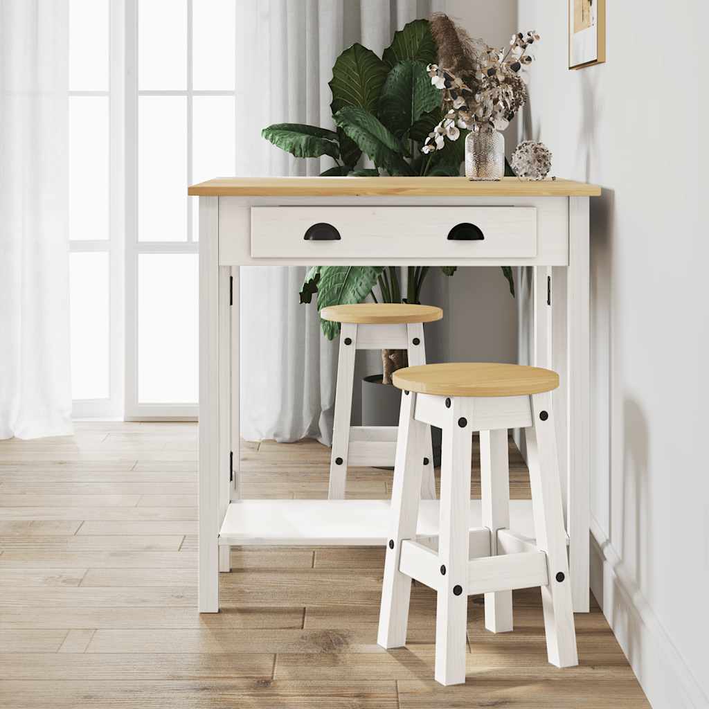 3 Piece Bar Set White Solid Wood Pine