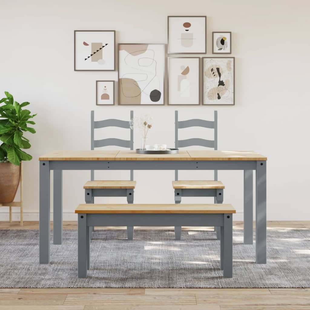 vidaXL Dining Table Panama Grey 160x80x75 cm Solid Wood Pine