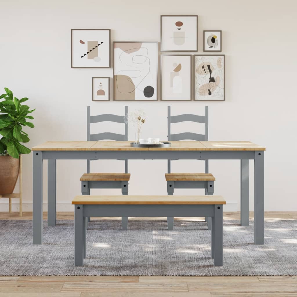 vidaXL Dining Table Panama Grey 180x90x75 cm Solid Wood Pine