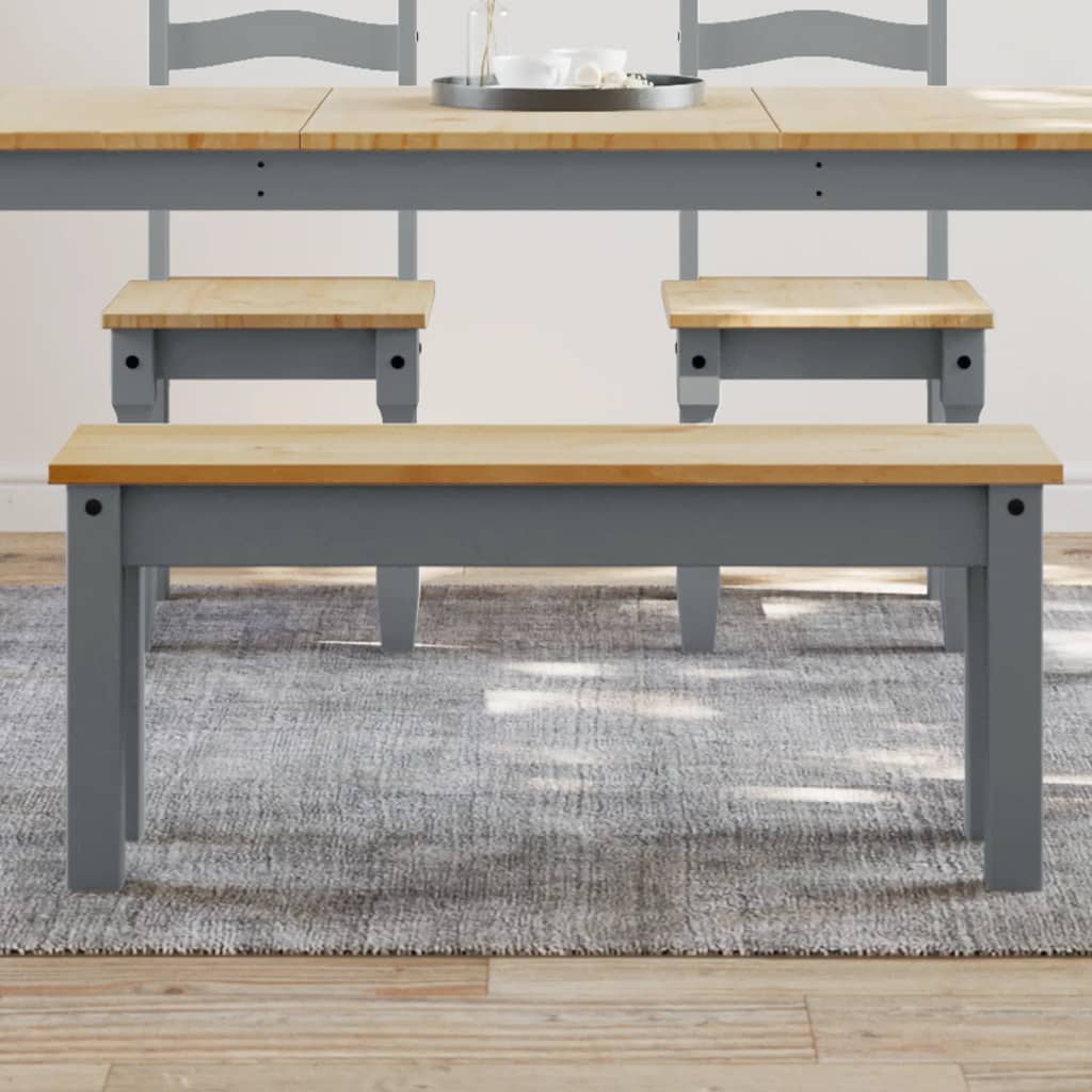Dining Bench "PANAMA" Grey 105x30x45 cm Solid Wood Pine