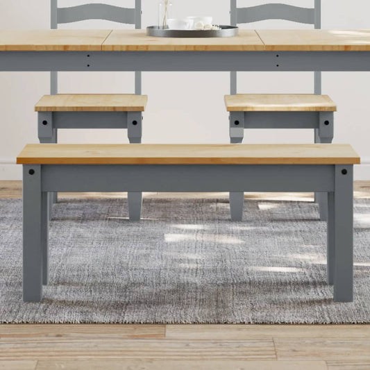 Dining Bench "PANAMA" Grey 105x30x45 cm Solid Wood Pine