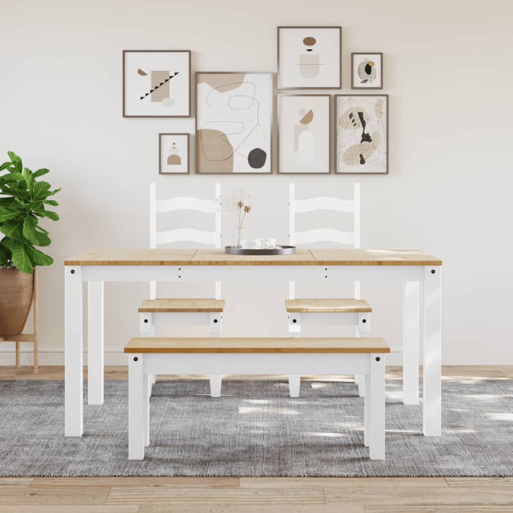 Dining Bench "PANAMA" White 105x30x45 cm Solid Wood Pine