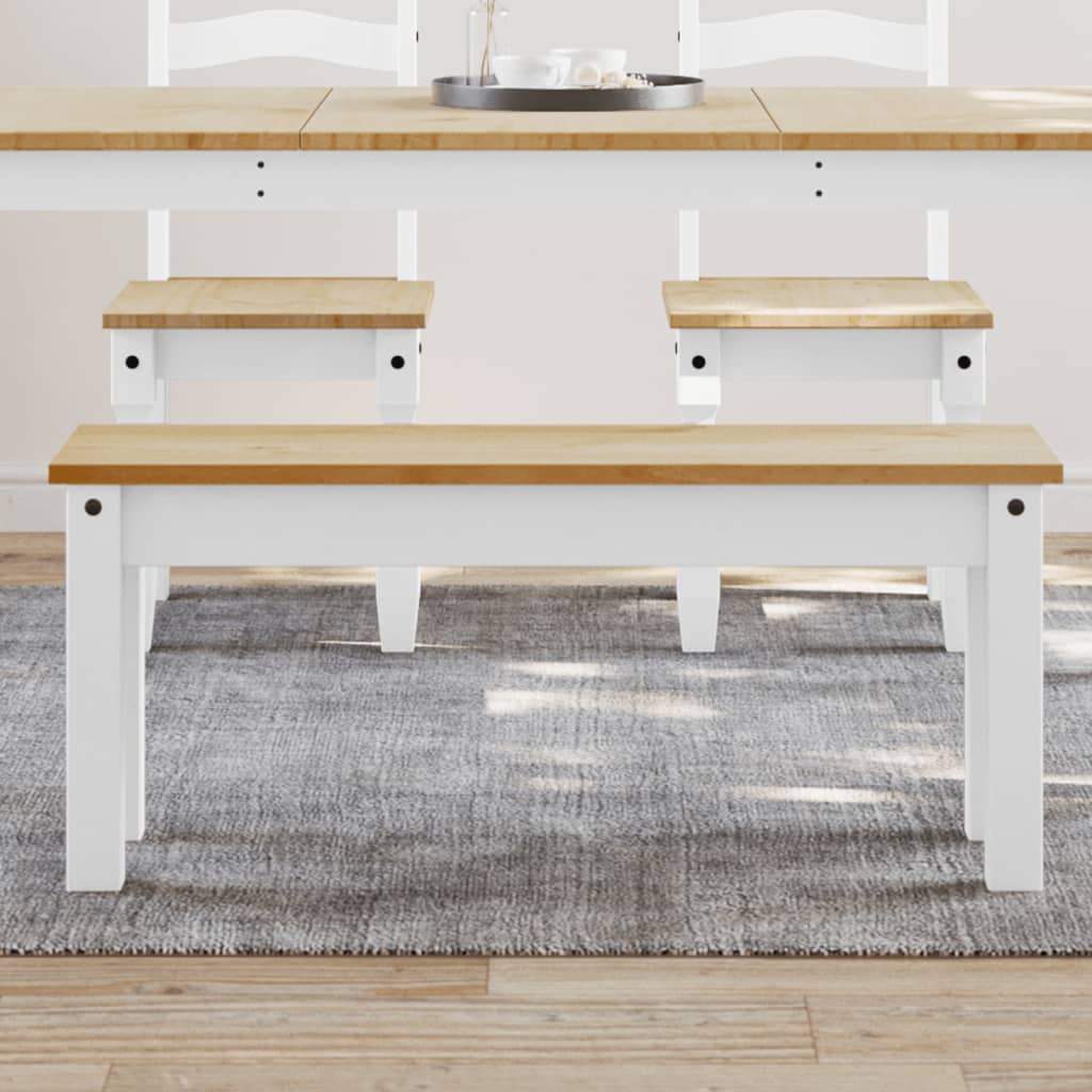 Dining Bench "PANAMA" White 105x30x45 cm Solid Wood Pine