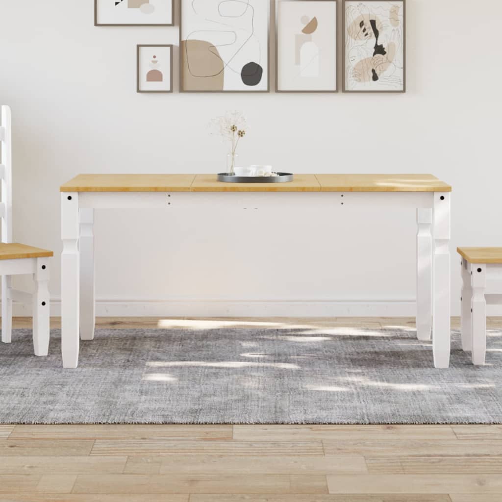 vidaXL Dining Table Corona White 160x80x75 cm Solid Wood Pine