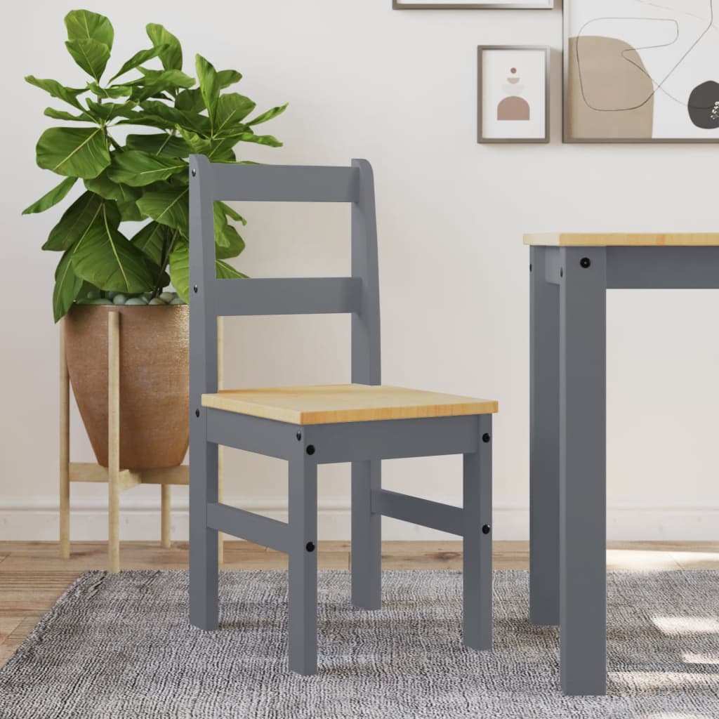 Dining Chairs 2 pcs PANAMA Grey 40x46x90 cm Solid Wood Pine