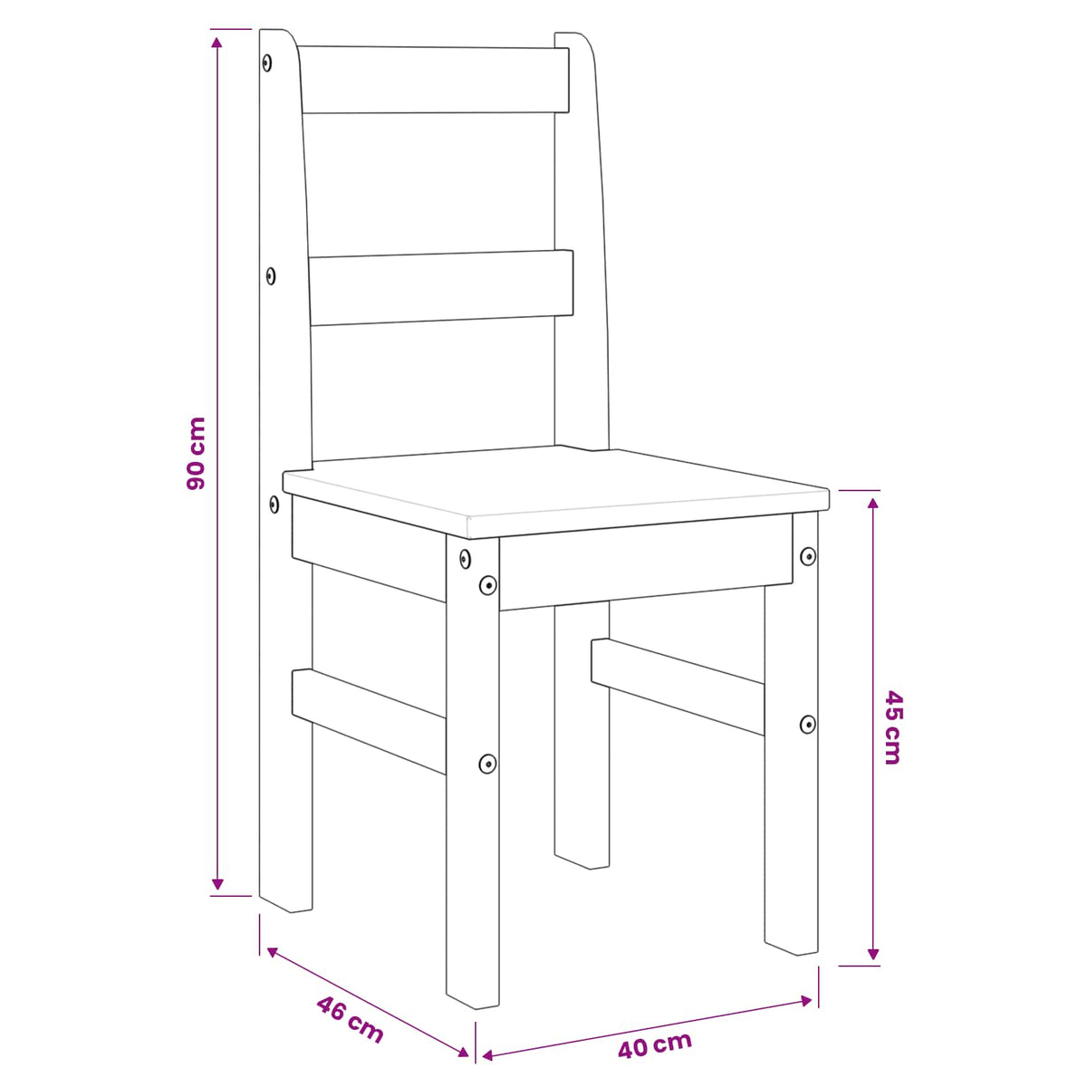 Dining Chairs 2 pcs "PANAMA" Grey 40x46x90 cm Solid Wood Pine