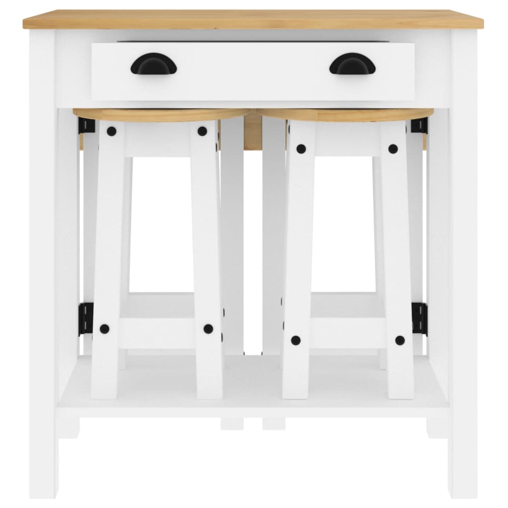 5 Piece Bar Set White Solid Wood Pine