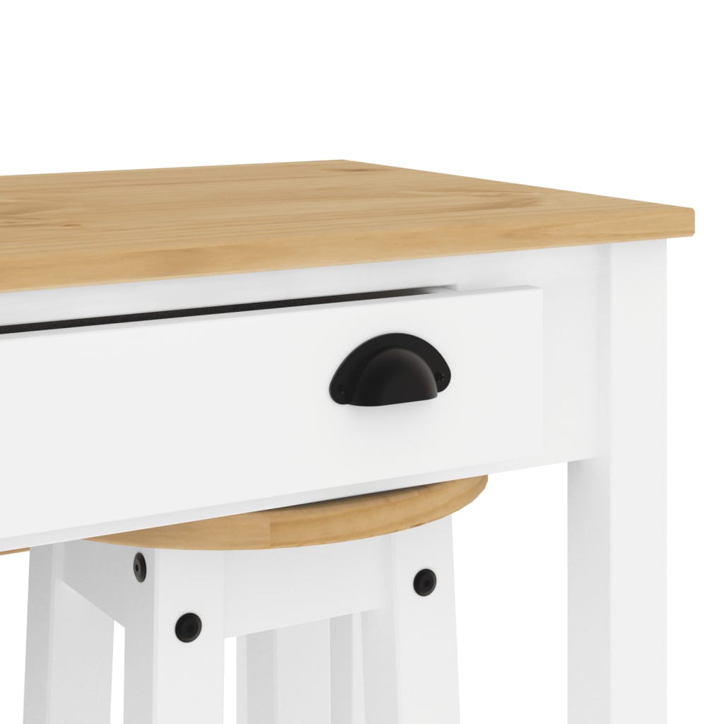 5 Piece Bar Set White Solid Wood Pine
