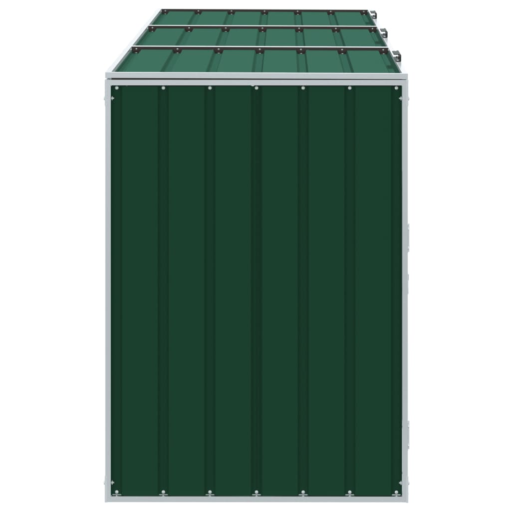 vidaXL Wheelie Bin Storage for Triple Bins Green 216x81x115 cm Steel