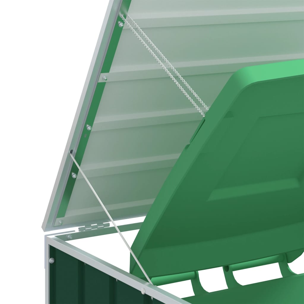 vidaXL Wheelie Bin Storage for Triple Bins Green 216x81x115 cm Steel